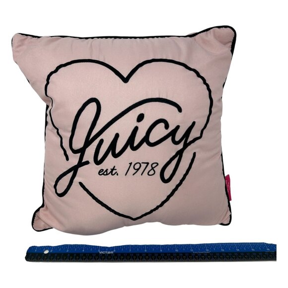 Juicy Couture Pink Throw Pillow Heart Home Decor Accent Logo Baddie Coquette Y2K - Picture 11 of 15